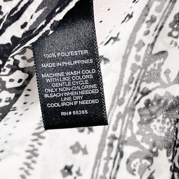 Express Printed Flowy Strappy Crossback Tank Top Medium M White Black Sheer - Picture 9 of 10